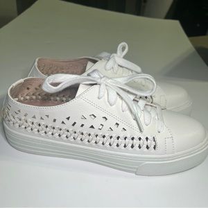 White Braided Cut Out Women's Sneakers